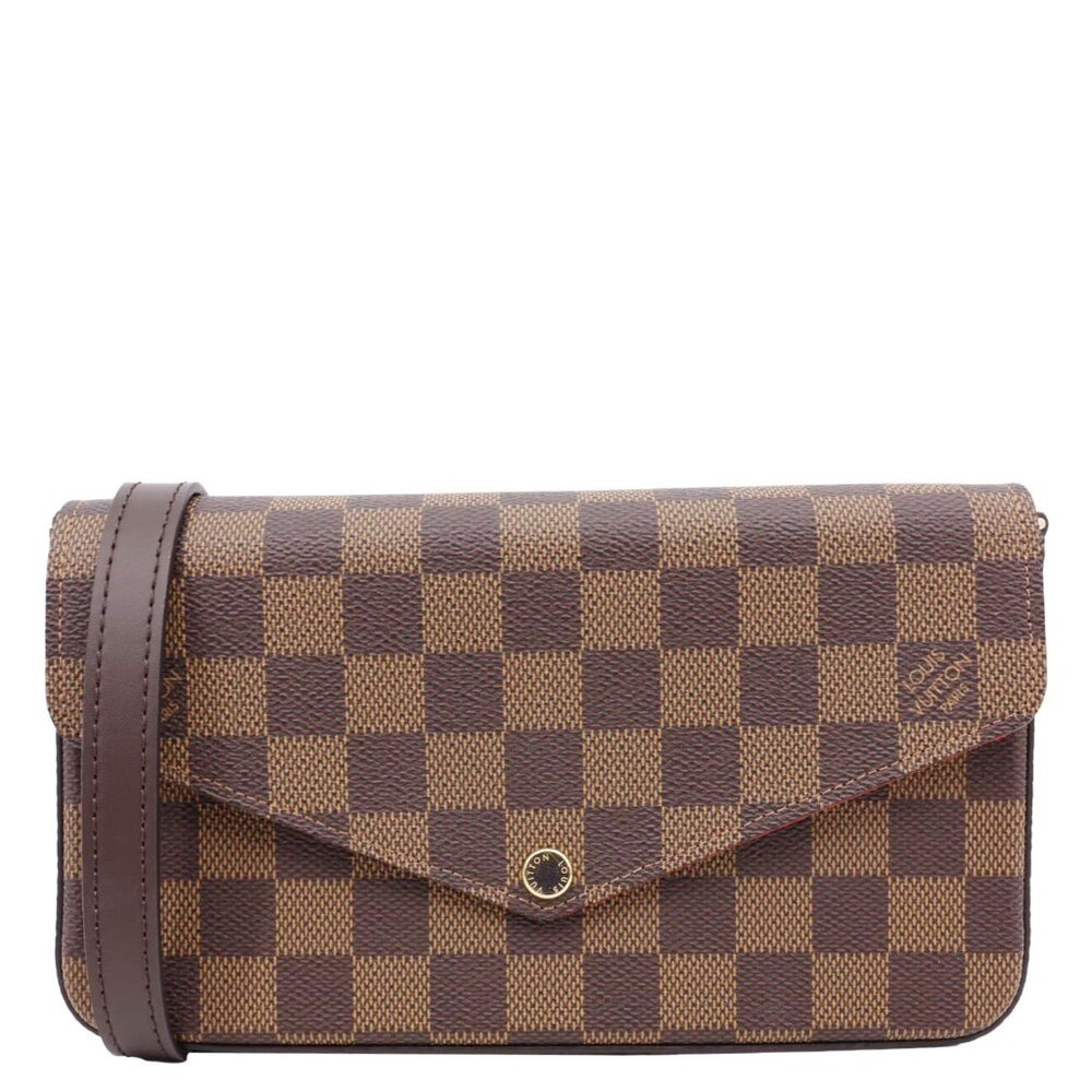 Louis Vuitton Felicie Pochette Damier Ebene Crossbody Bag Brown - Picture 1 of 13